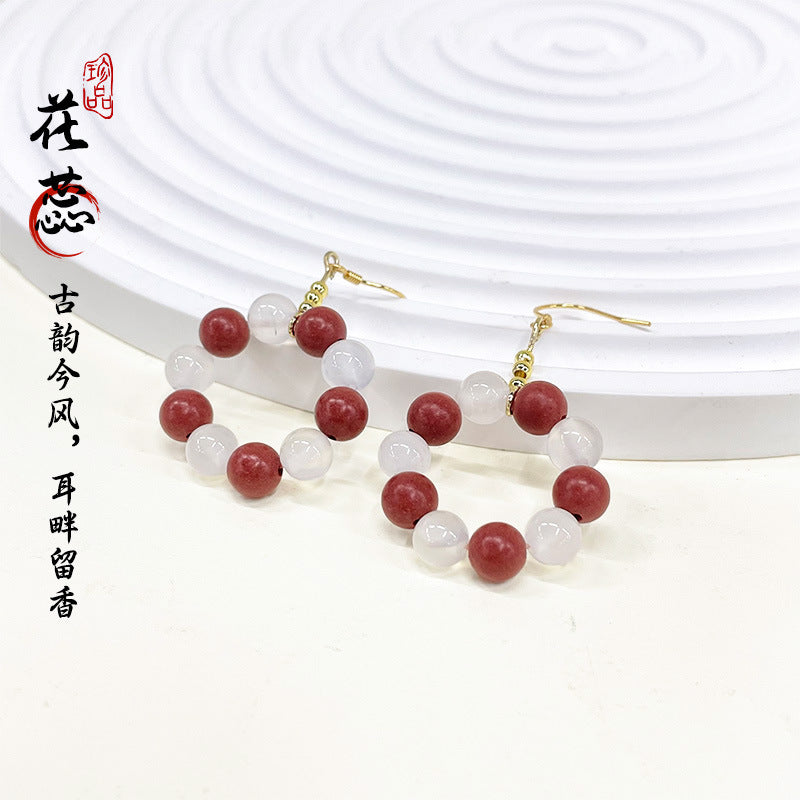 草木琅合香珠耳环持久留香天然材质古法炮制药珠原创耳钉
