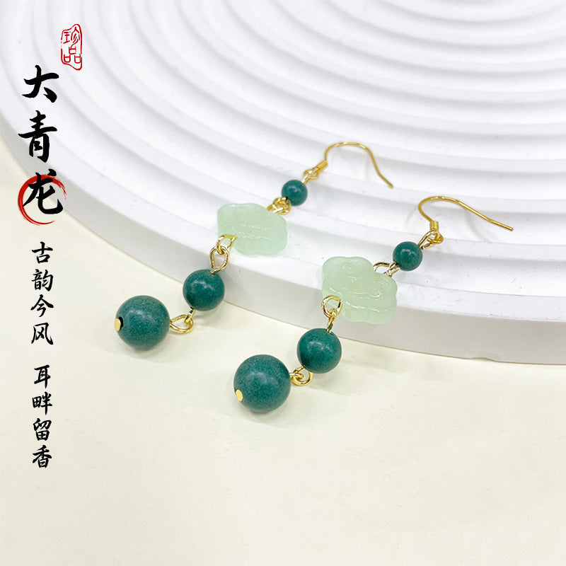 草木琅合香珠耳环持久留香天然材质古法炮制药珠原创耳钉