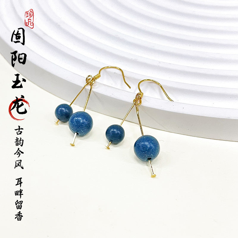 草木琅合香珠耳环持久留香天然材质古法炮制药珠原创耳钉