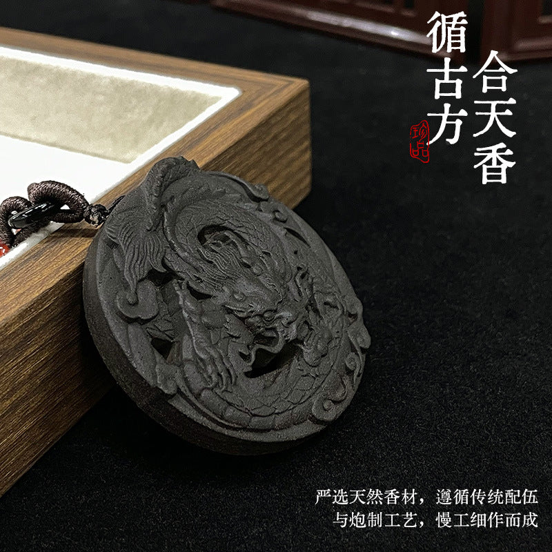 草木琅飞龙牌吊坠天然合香牌随身佩戴香牌男女同款