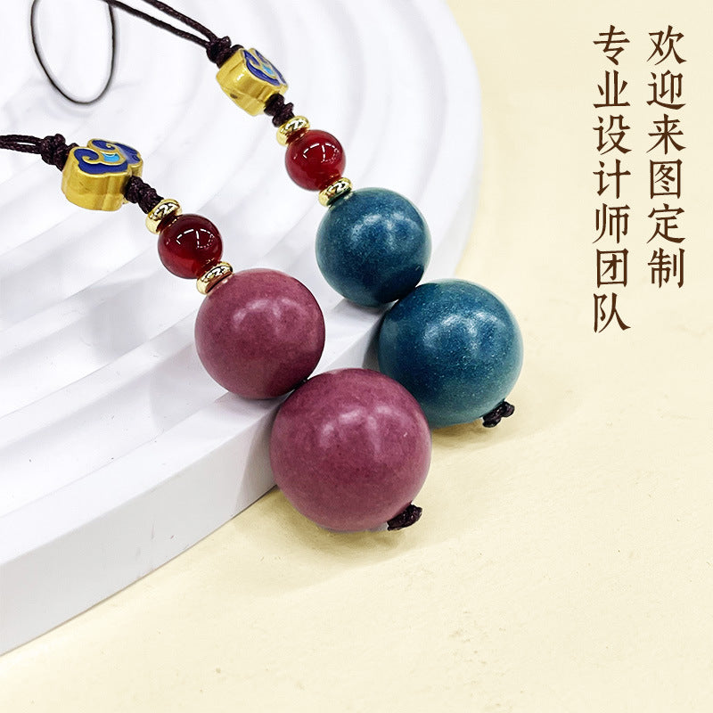 草木琅合香珠招财葫芦挂饰天然材质持久留香手机车载挂件