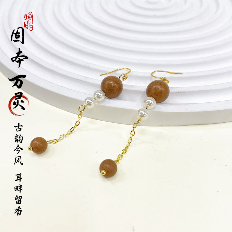 草木琅中药香珠耳环天然材质持久留香合香珠耳钉耳坠