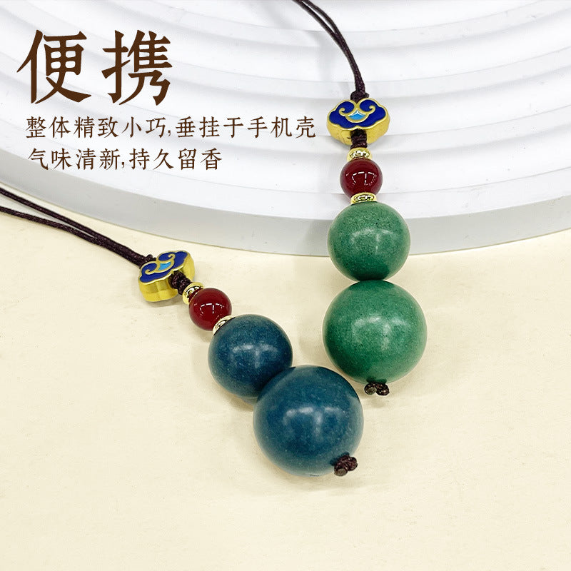 草木琅合香珠招财葫芦挂饰天然材质持久留香手机车载挂件