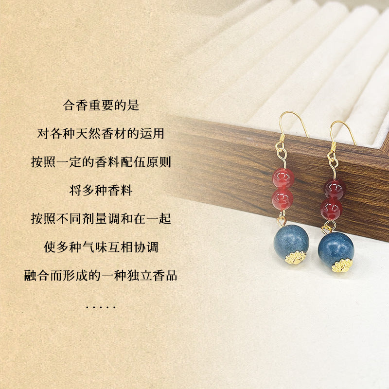 草木琅复古时尚天然古法中药合香珠耳环小众时尚原创设计款耳坠耳钉