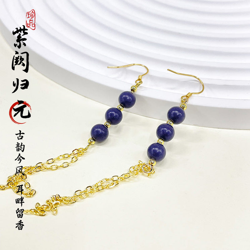 草木琅合香珠耳环持久留香天然材质古法炮制药珠原创耳钉