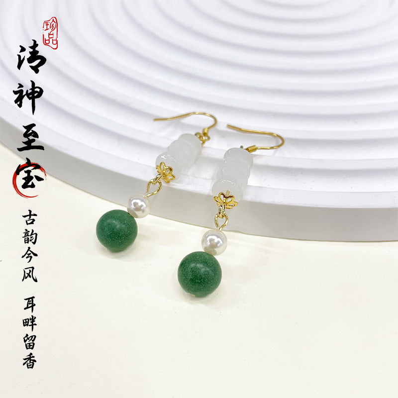 草木琅新中式合香珠耳环女持久留香天然中药珠